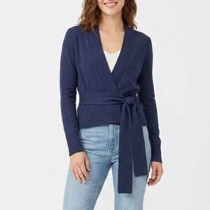 Gap Cardigan Sweater Womens Medium Dark Blue Knit Open Front Ribbed Long Sleeve